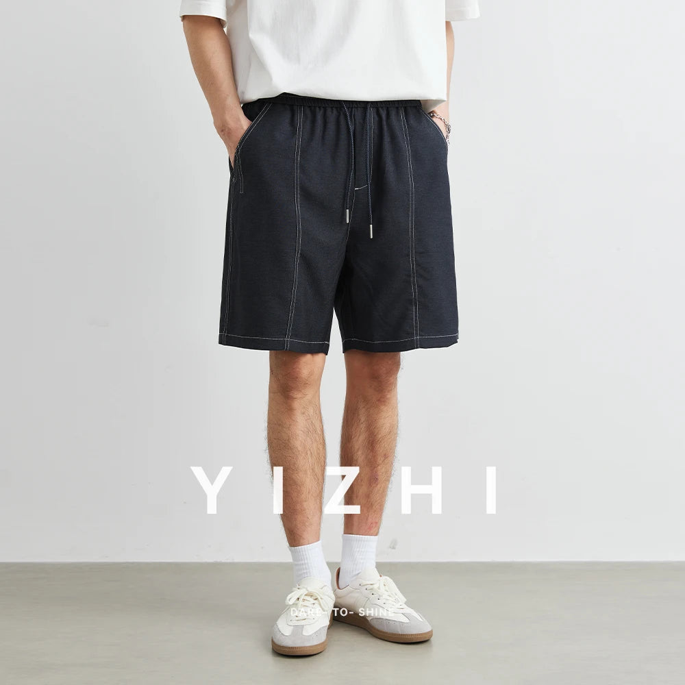 2025 Summer New Men's Thin Wide Leg Shorts Fashion Loose Straight Brand Casual Shorts Large Size Men's Elastic Waist Shorts 4XL