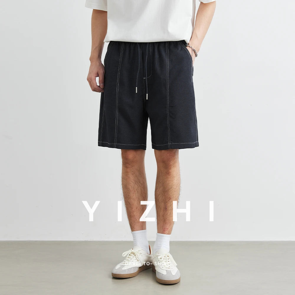 2025 Summer New Men's Thin Wide Leg Shorts Fashion Loose Straight Brand Casual Shorts Large Size Men's Elastic Waist Shorts 4XL