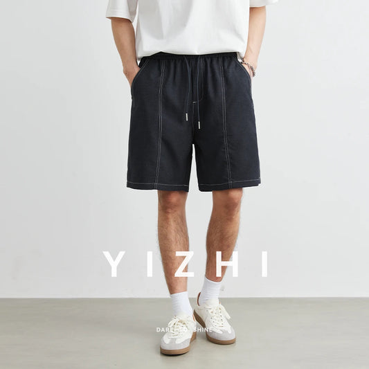 2025 Summer New Men's Thin Wide Leg Shorts Fashion Loose Straight Brand Casual Shorts Large Size Men's Elastic Waist Shorts 4XL