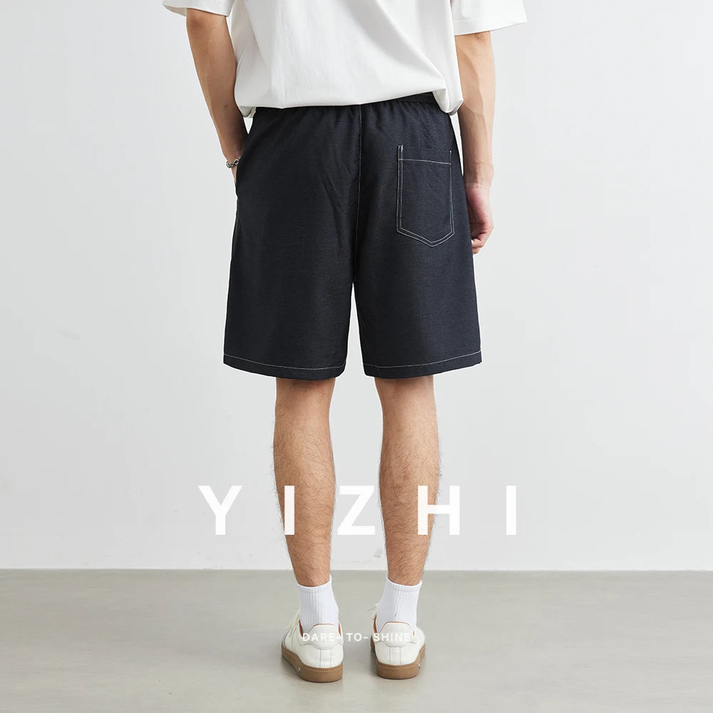 2025 Summer New Men's Thin Wide Leg Shorts Fashion Loose Straight Brand Casual Shorts Large Size Men's Elastic Waist Shorts 4XL