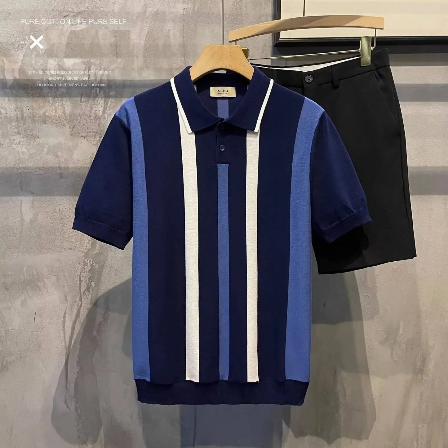 Marceau Striped Knit Polo Set - Charles Thomas