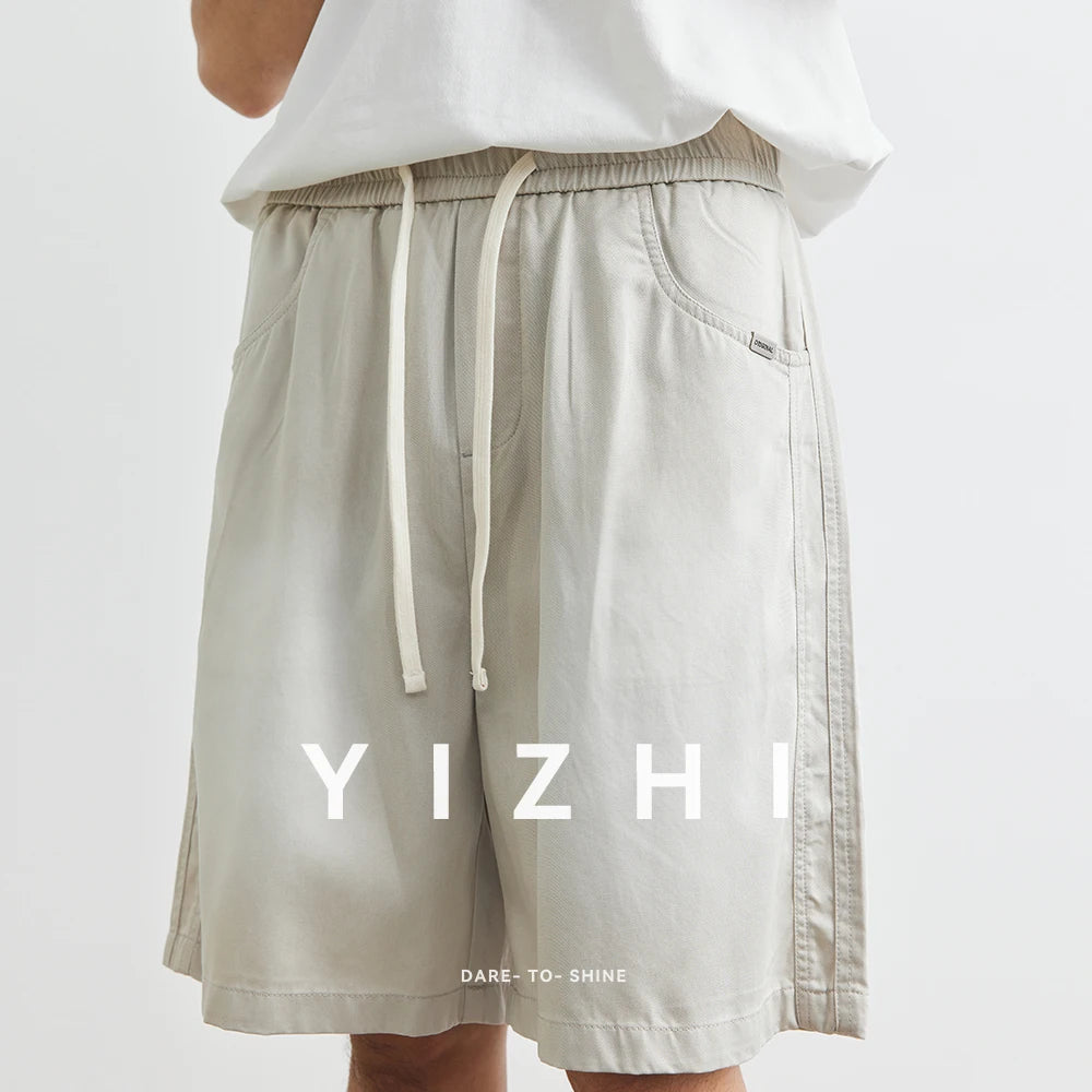 Men's Lyocell Straight Shorts 2025 Summer New Loose Casual Outdoor Sports Fitness Beach Shorts Casual Shorts Men Clothing