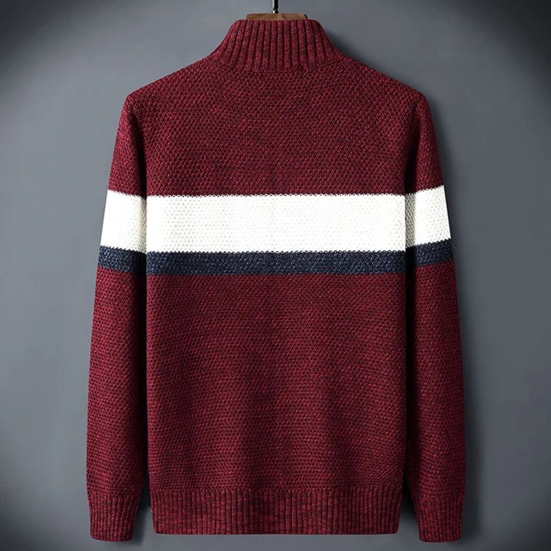 Icpans Striped Mens Clothing Cardigan Casual Formal Turn Collar Sweater Men Knitted Knit Wear