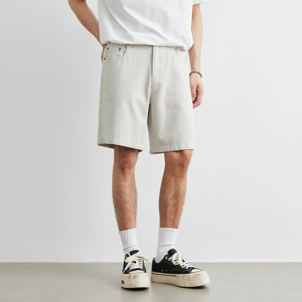 100% Cotton Men's Casual Denim Shorts 2025 Summer New Loose American Button Pocket Five-point Shorts Men Clothing Fashion Jeans