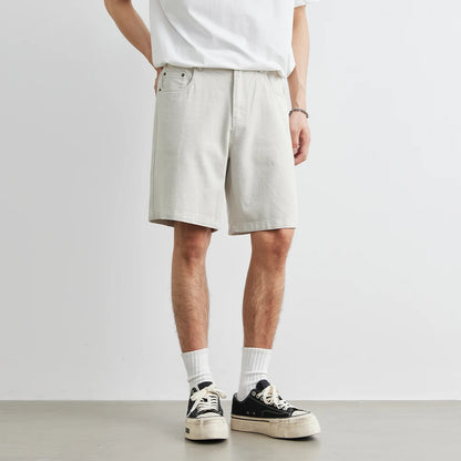100% Cotton Men's Casual Denim Shorts 2025 Summer New Loose American Button Pocket Five-point Shorts Men Clothing Fashion Jeans