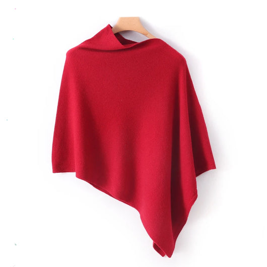 Autumn and Winter Unisex 100% Cashmere Loose Cape Solid Color Pullover Shawl Irregular Outer Outfit