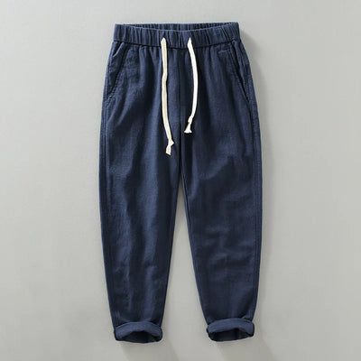 Ankle Length Linen Pants Casual Harem Pants Men Clothing Pleated Vintage Breathable White Brown Khaki Trousers For Man Summer