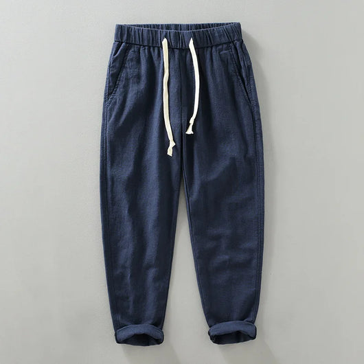 Ankle Length Linen Pants Casual Harem Pants Men Clothing Pleated Vintage Breathable White Brown Khaki Trousers For Man Summer