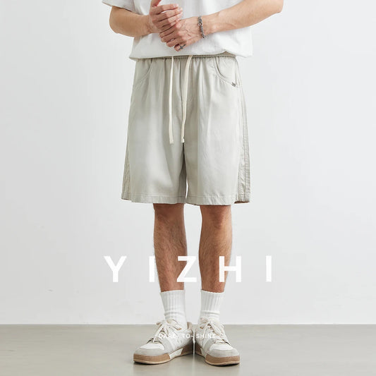Men's Lyocell Straight Shorts 2025 Summer New Loose Casual Outdoor Sports Fitness Beach Shorts Casual Shorts Men Clothing