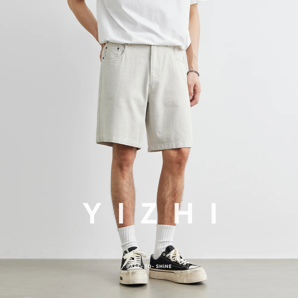 100% Cotton Men's Casual Denim Shorts 2025 Summer New Loose American Button Pocket Five-point Shorts Men Clothing Fashion Jeans