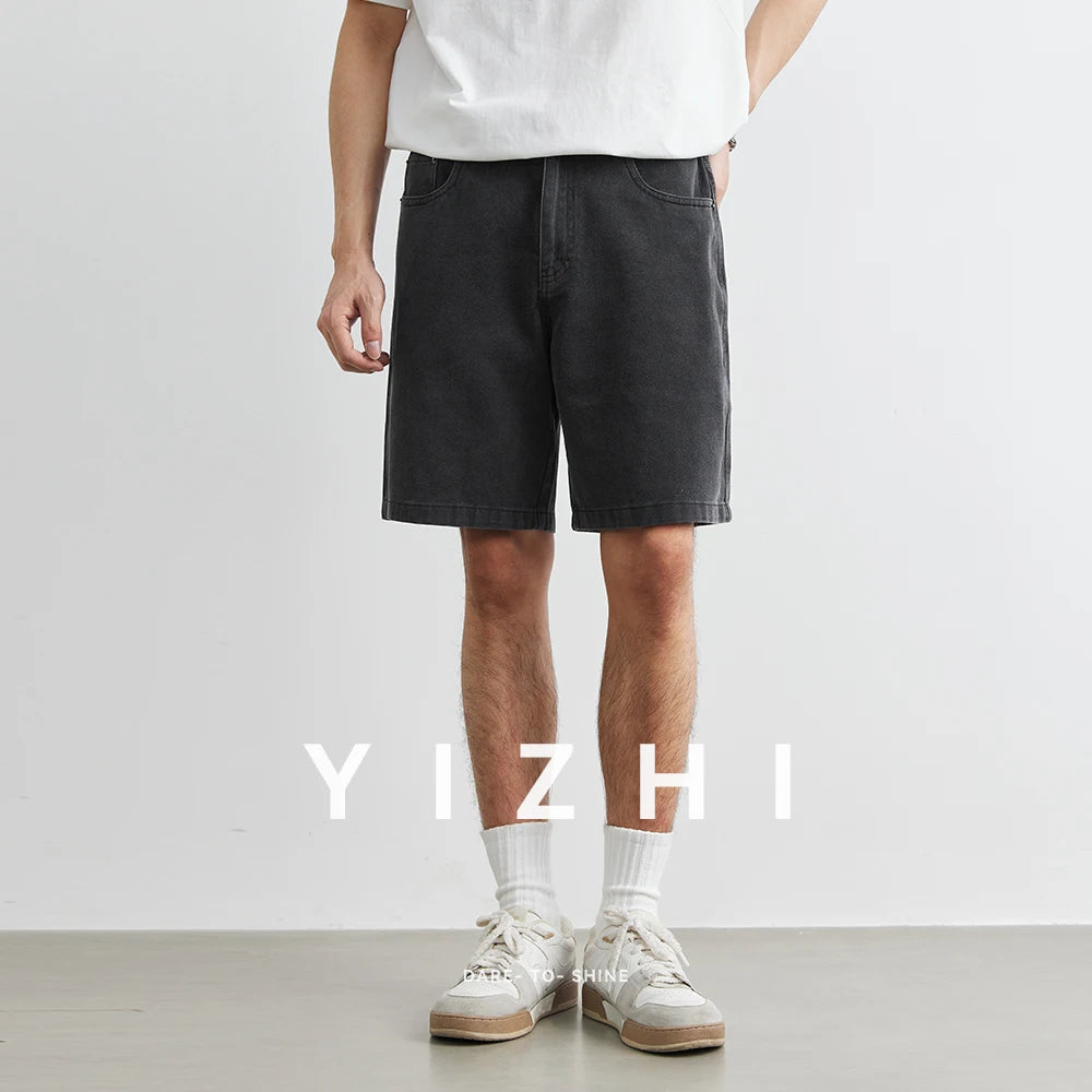 100% Cotton Men's Casual Denim Shorts 2025 Summer New Loose American Button Pocket Five-point Shorts Men Clothing Fashion Jeans