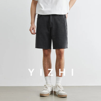 100% Cotton Men's Casual Denim Shorts 2025 Summer New Loose American Button Pocket Five-point Shorts Men Clothing Fashion Jeans