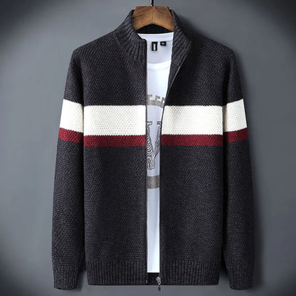 Icpans Striped Mens Clothing Cardigan Casual Formal Turn Collar Sweater Men Knitted Knit Wear