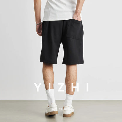 Men's Sports Pants Shorts 2025 Summer New Loose Straight Fitness Running Elastic Waist Solid Color Casual Pants Men's Clothing