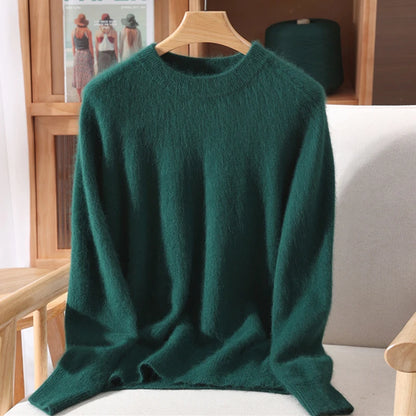 Pull à col rond pour femme, 100% fourrure de vison, coupe ample, tricoté, haut de gamme, manches longues, nouvelle collection automne et hiver 2025