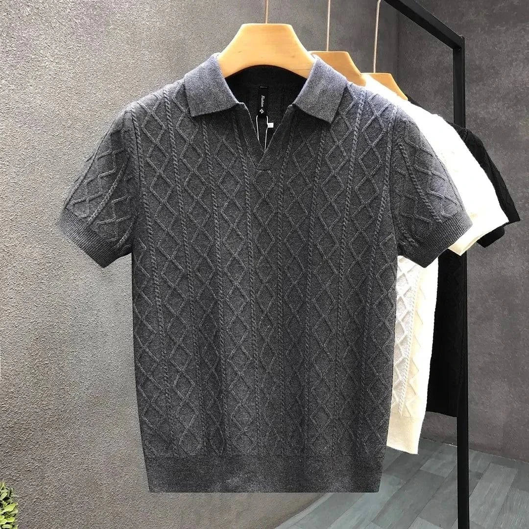 Blaise Diamond Knit Polo - Charles Thomas