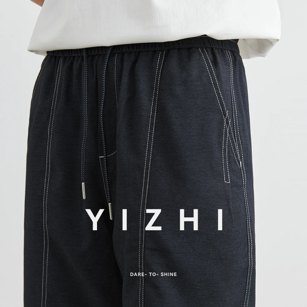 2025 Summer New Men's Thin Wide Leg Shorts Fashion Loose Straight Brand Casual Shorts Large Size Men's Elastic Waist Shorts 4XL
