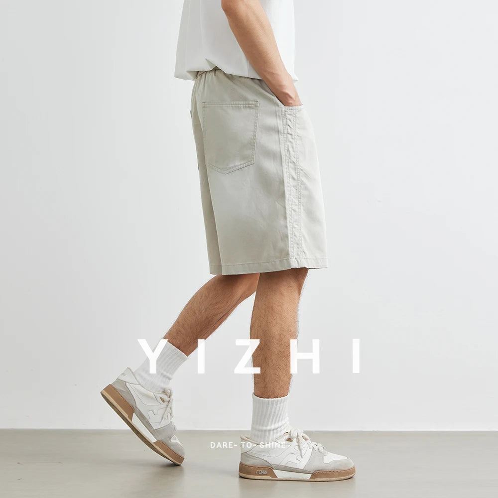 Men's Lyocell Straight Shorts 2025 Summer New Loose Casual Outdoor Sports Fitness Beach Shorts Casual Shorts Men Clothing
