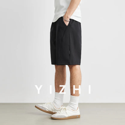 Men's Sports Pants Shorts 2025 Summer New Loose Straight Fitness Running Elastic Waist Solid Color Casual Pants Men's Clothing