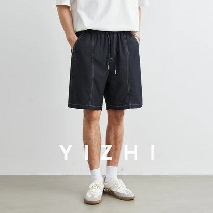2025 Summer New Men's Thin Wide Leg Shorts Fashion Loose Straight Brand Casual Shorts Large Size Men's Elastic Waist Shorts 4XL