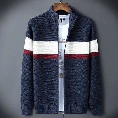 Icpans Striped Mens Clothing Cardigan Casual Formal Turn Collar Sweater Men Knitted Knit Wear