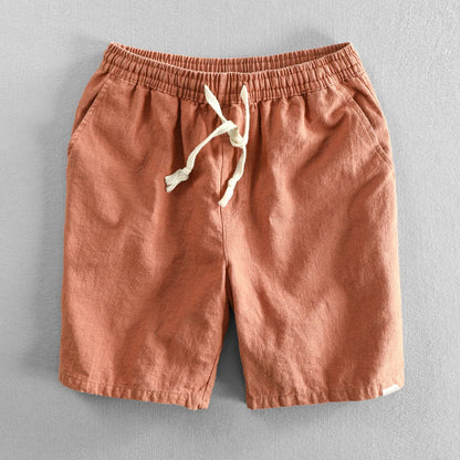 Men Summer Cotton Linen Shorts Japan Candy Color Beach Holiday Home Male Simple Casual Slim Fit Harajuku Soft Thin Shorts Pants
