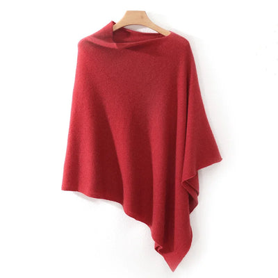 Autumn and Winter Unisex 100% Cashmere Loose Cape Solid Color Pullover Shawl Irregular Outer Outfit