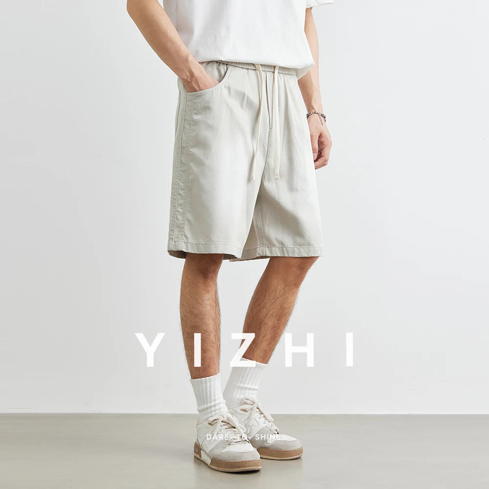 Men's Lyocell Straight Shorts 2025 Summer New Loose Casual Outdoor Sports Fitness Beach Shorts Casual Shorts Men Clothing