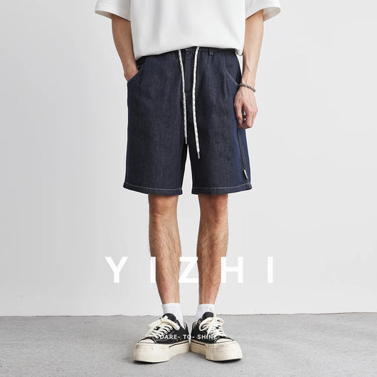 2025 Men's Fashion Denim Shorts Summer Thin Loose Breathable Korean Straight Shorts Cotton Fabric Pocket Design Versatile