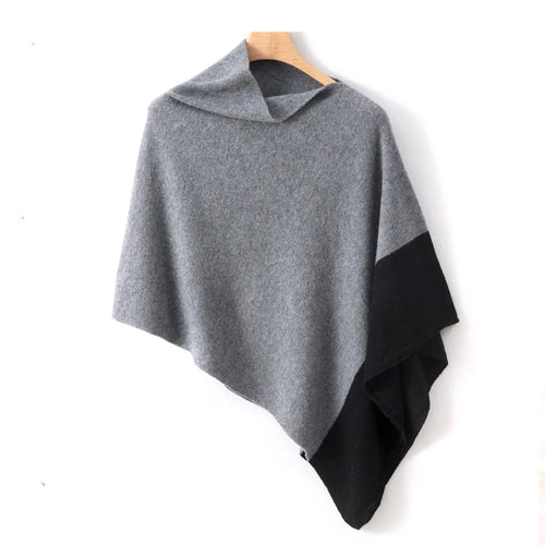 Autumn and Winter Unisex 100% Cashmere Loose Cape Solid Color Pullover Shawl Irregular Outer Outfit