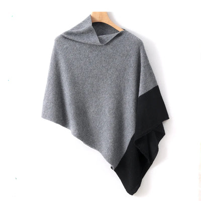 Autumn and Winter Unisex 100% Cashmere Loose Cape Solid Color Pullover Shawl Irregular Outer Outfit