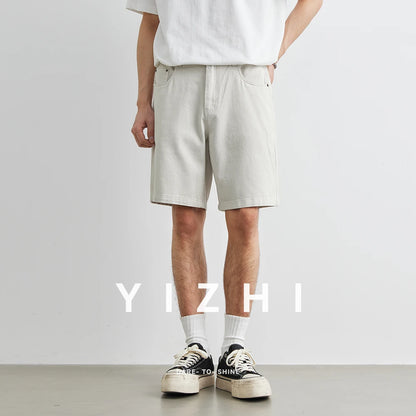100% Cotton Men's Casual Denim Shorts 2025 Summer New Loose American Button Pocket Five-point Shorts Men Clothing Fashion Jeans
