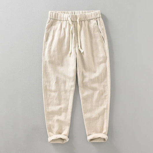 Ankle Length Linen Pants Casual Harem Pants Men Clothing Pleated Vintage Breathable White Brown Khaki Trousers For Man Summer