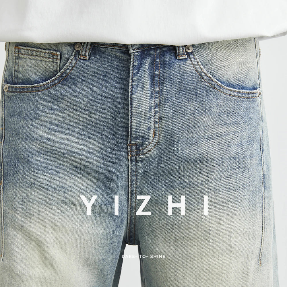 Men's Fashion Retro Distressed Jeans 2025 Summer New Loose Straight Casual Denim Shorts Trendy Men's Mid-Length Pants