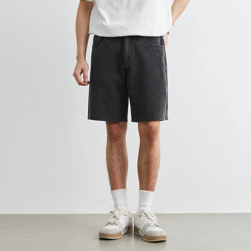100% Cotton Men's Casual Denim Shorts 2025 Summer New Loose American Button Pocket Five-point Shorts Men Clothing Fashion Jeans