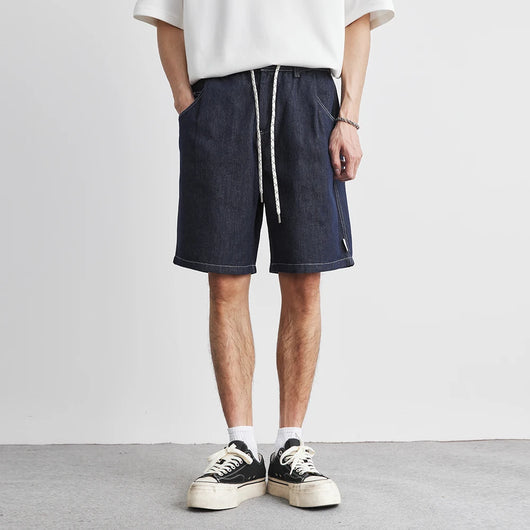 2025 Men's Fashion Denim Shorts Summer Thin Loose Breathable Korean Straight Shorts Cotton Fabric Pocket Design Versatile