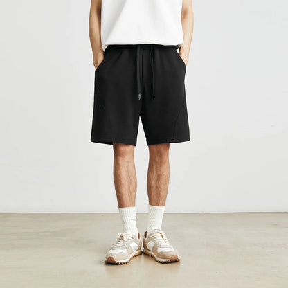 Men Summer Retro Cargo Shorts 2025 Summer Black Loose Men's Casual Shorts Side Pocket Wide Leg Short Pants for Male