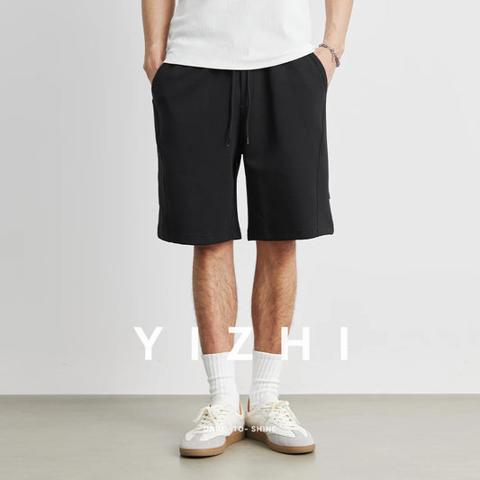Men's Sports Pants Shorts 2025 Summer New Loose Straight Fitness Running Elastic Waist Solid Color Casual Pants Men's Clothing