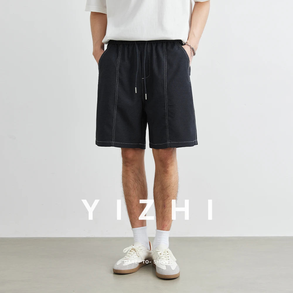 2025 Summer New Men's Thin Wide Leg Shorts Fashion Loose Straight Brand Casual Shorts Large Size Men's Elastic Waist Shorts 4XL