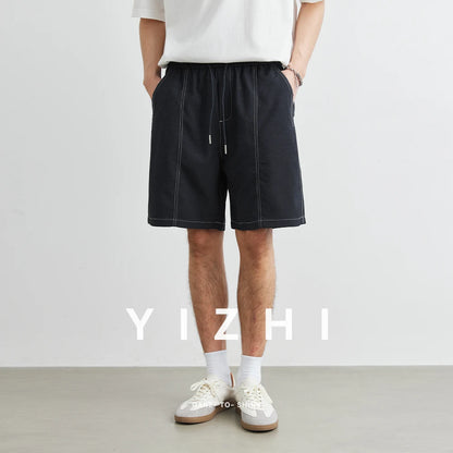 2025 Summer New Men's Thin Wide Leg Shorts Fashion Loose Straight Brand Casual Shorts Large Size Men's Elastic Waist Shorts 4XL