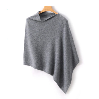 Autumn and Winter Unisex 100% Cashmere Loose Cape Solid Color Pullover Shawl Irregular Outer Outfit