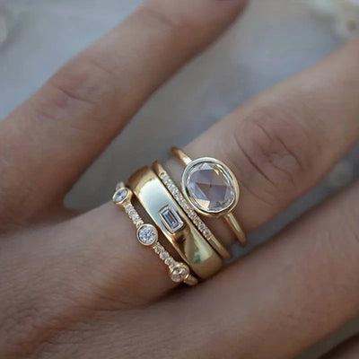 Moonstone Orbit Ring Set