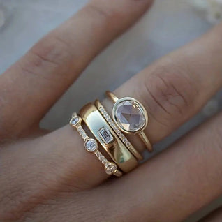 Moonstone Orbit Ring Set