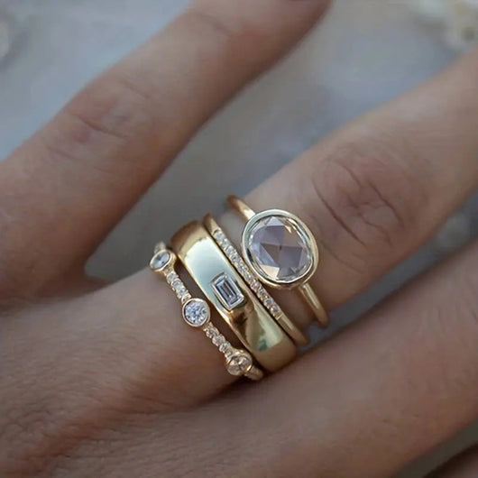 Moonstone Orbit Ring Set