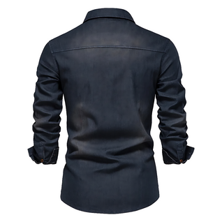 AdaptiveFit Cotton Denim Shirt: Tailored For Men