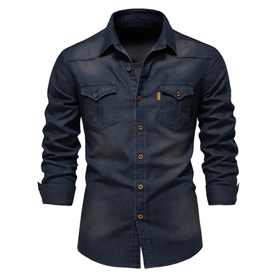 AdaptiveFit Cotton Denim Shirt: Tailored For Men