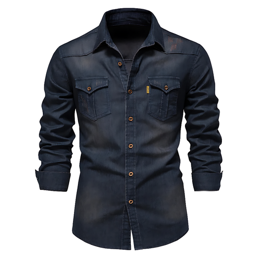 AdaptiveFit Cotton Denim Shirt: Tailored For Men