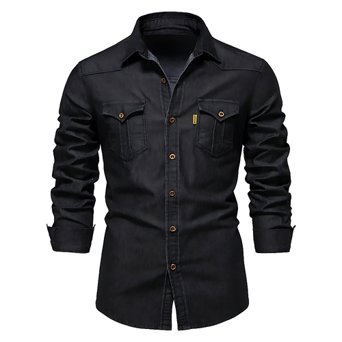 AdaptiveFit Cotton Denim Shirt: Tailored For Men