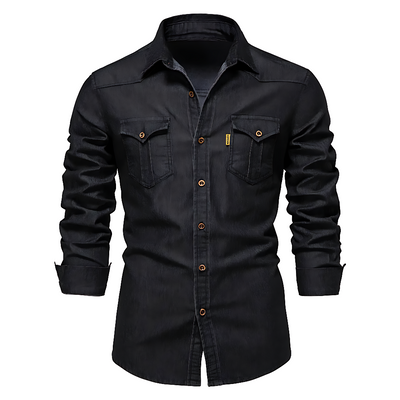 AdaptiveFit Cotton Denim Shirt: Tailored For Men