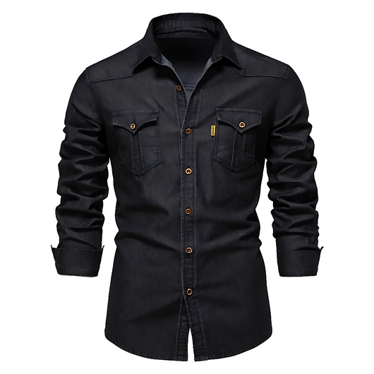 AdaptiveFit Cotton Denim Shirt: Tailored For Men
